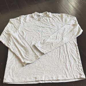 SKIMS Light Gray Long Sleeve Tee boyfriend pajama shirt